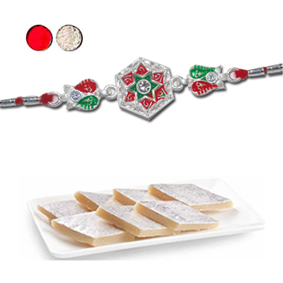 "Rakhi - SIL-6130 A (Single Rakhi), 250gms of Kaju Kathili - Click here to View more details about this Product